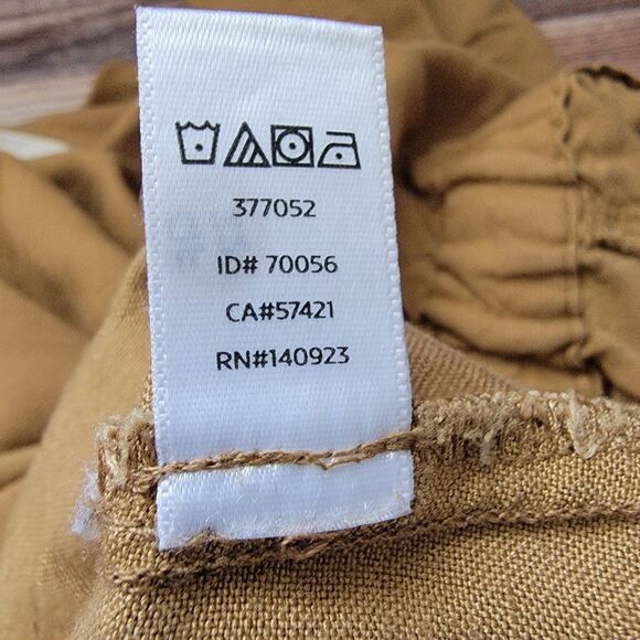 Ann Taylor Loft Womens Sz M Khaki Long Sleeve Linen Blend Utility Cargo Jumpsuit - Picture 13 of 14